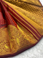 Load image into Gallery viewer, Classic Chilli Red Maroon 2gm Zari Elegance Kanchipuram Handloom Silk Saree SS27999
