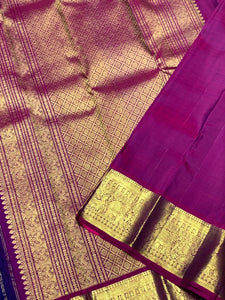 Classic Navy Blue & Dark Wine Pink 2gm Zari Kanchipuram Handloom Silk Saree SS25990