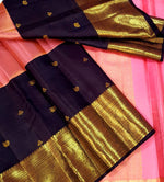 Load image into Gallery viewer, Classic Rose Pink &amp; Coffee Brown 2gm Zari Elegance Kanchipuram Handloom Silk Saree SS27270

