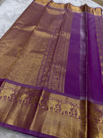Load image into Gallery viewer, Classic Pastel Lavender Elegance Kanchipuram Handloom Silk Saree SS27241
