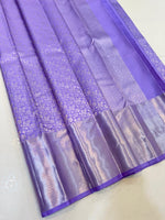 Load image into Gallery viewer, Pastel Bluish Lavender 2gm Zari Bridal Elegance Kanchipuram Handloom Silk Saree SS24366
