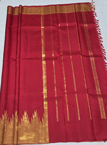 Classic Crimson Red Kanchipuram Handloom Silk Saree SS25969