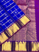 Load image into Gallery viewer, Classic Robin Blue &amp; Purple 2gm Zari Elegance Kanchipuram Handloom Silk Saree SS25364

