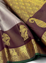 Load image into Gallery viewer, Classic Cocoa Brown &amp; Chocolate 2gm Zari Elegance Kanchipuram Handloom Silk Saree SS27149
