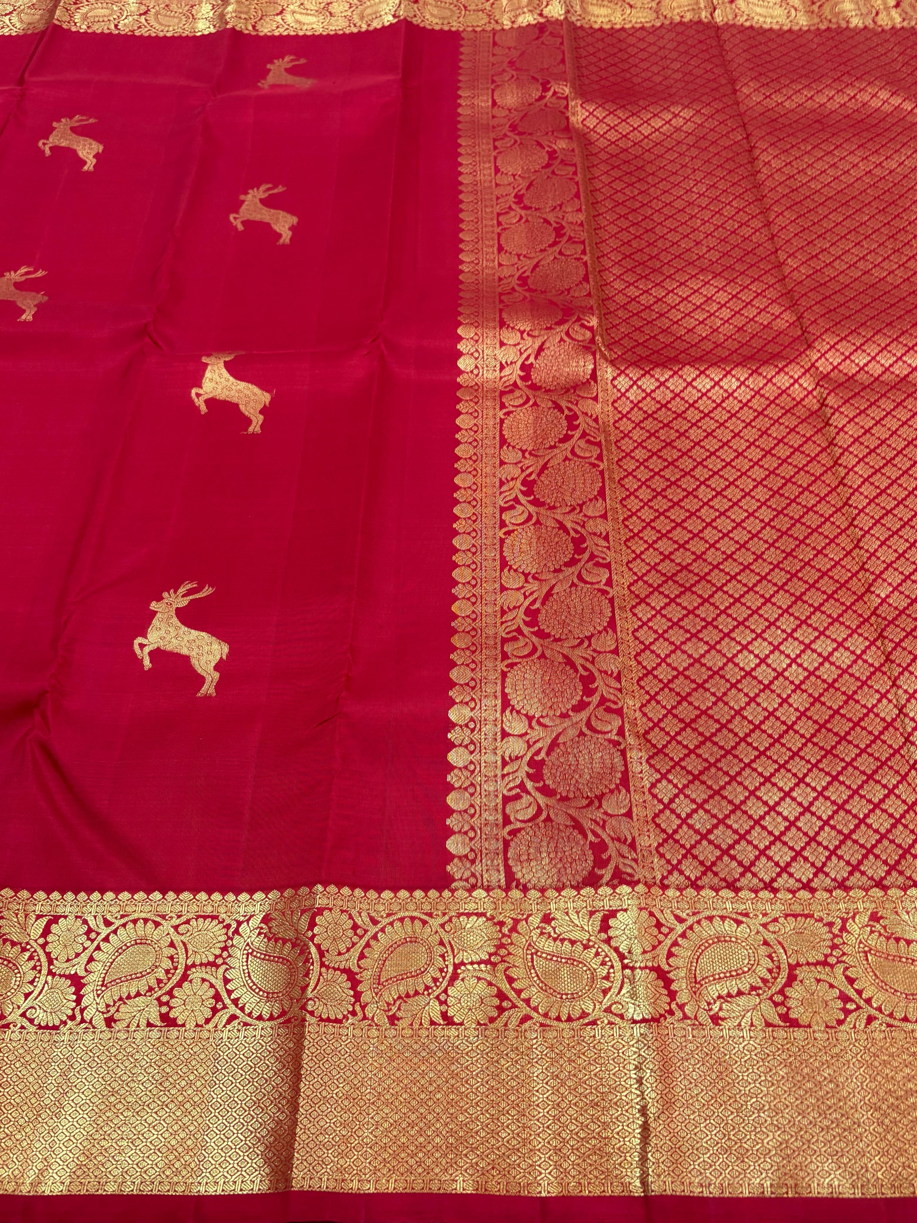 Classic Pink 1gm Zari Bridal Elegance Kanchipuram Handloom Silk Saree SS24759