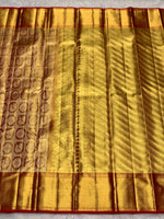 Load image into Gallery viewer, Classic Gold &amp; Red 2gm Zari Brocade Tissue Bridal Elegance Kanchipuram Handloom Silk Saree SS28291
