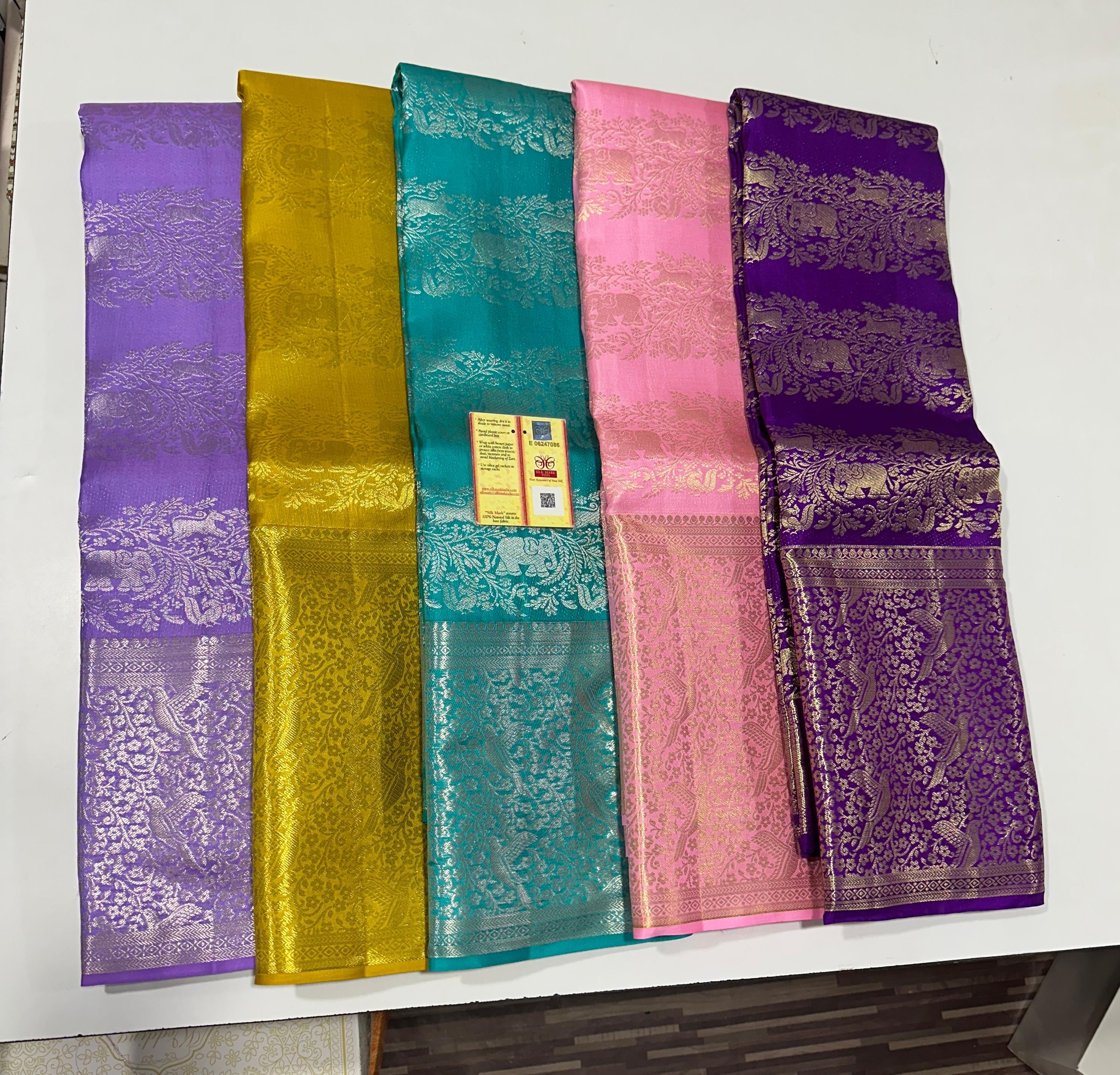 Classic Teal Blue Brocade Bridal Elegance Kanchipuram Handloom Silk Saree SS23713