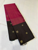 Load image into Gallery viewer, Classic Deep Pink &amp; Dark Brown 2gm Zari Elegance Kanchipuram Handloom Silk Saree SS27070
