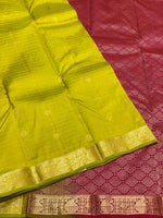 Load image into Gallery viewer, Classic Olive Green &amp; Ruby Pink 1gm Zari Elegance Kanchipuram Handloom Silk Saree SS27968
