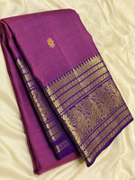 Load image into Gallery viewer, Classic Rhubarb Pink &amp; Violet 2gm Zari Elegance Kanchipuram Handloom Silk Saree SS24696
