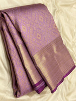 Load image into Gallery viewer, Classic Mauve 2gm Zari Kanchipuram Handloom Silk Saree SS25613
