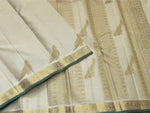 Load image into Gallery viewer, Classic Butter Cream 1gm Zari Vaira Oosi Checks Bridal Elegance Kanchipuram Handloom Silk Saree SS28215
