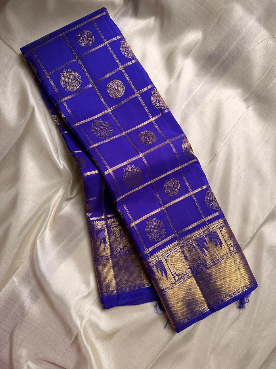 Classic Royal Blue 2gm Zari Bridal Elegance Kanchipuram Handloom Silk Saree SS24475