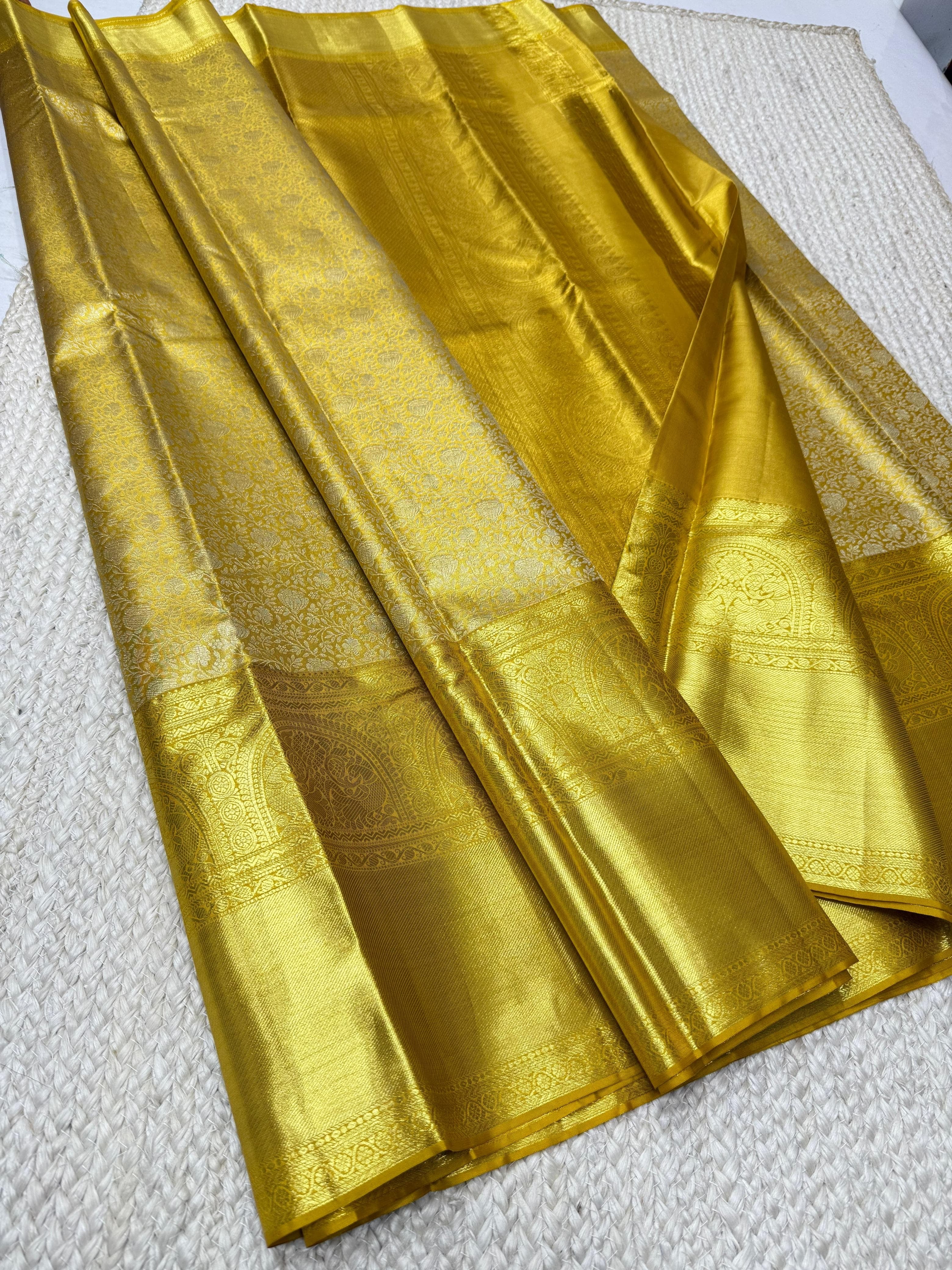 Classic Gold 2gm Zari Bridal Tissue Elegance Kanchipuram Handloom Silk Saree SS25626