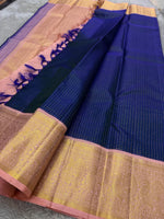 Load image into Gallery viewer, Classic Royal Blue &amp; Baby Pink Kanchipuram Handloom Silk Saree SS26027

