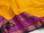 Load image into Gallery viewer, Classic Golden Yellow &amp; Berry Plum 2gm Zari Elegance Kanchipuram Handloom Silk Saree SS24714
