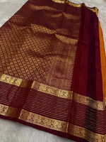 Load image into Gallery viewer, Classic Orange &amp; Maroon Elegance Kanchipuram Handloom Silk Saree SS24533
