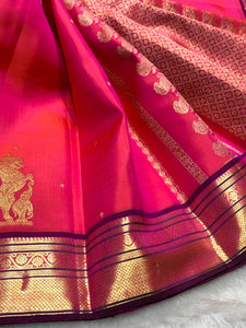 Classic Rose Pink & Purple 2gm Zari Kanchipuram Handloom Silk Saree SS26499