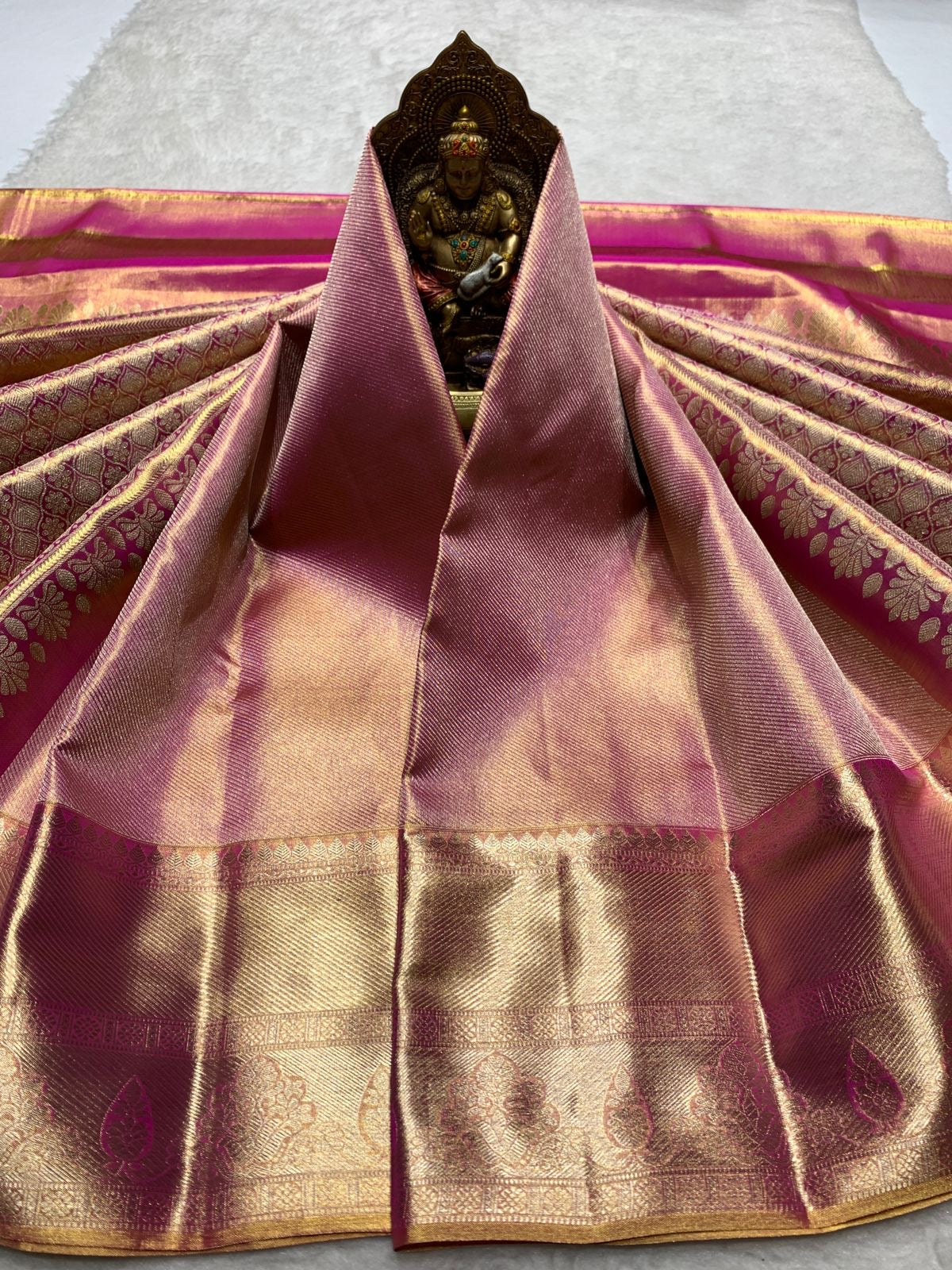 Pastel Pink Dual Toned Jyothika Inspired 2gm Zari Bridal Elegance Kanchipuram Handloom Silk Saree SS25447