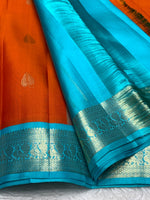 Load image into Gallery viewer, Classic Burnt Orange 2gm Zari Elegance Kanchipuram Handloom Silk Saree SS28251
