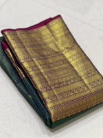 Load image into Gallery viewer, Timber Green &amp; Maroon 1gm Zari Bridal Elegance Kanchipuram Handloom Silk Saree SS19854
