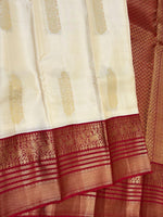 Load image into Gallery viewer, Classic Off White &amp; Brick Red 1gm Zari Elegance Kanchipuram Handloom Silk Saree SS28075
