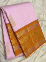Load image into Gallery viewer, Classic Baby Pink &amp; Mustard 2gm Zari Elegance Kanchipuram Handloom Silk Saree SS28278
