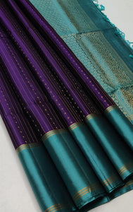 Classic Violet & Teal Blue Handloom Soft Silk Saree SS23058