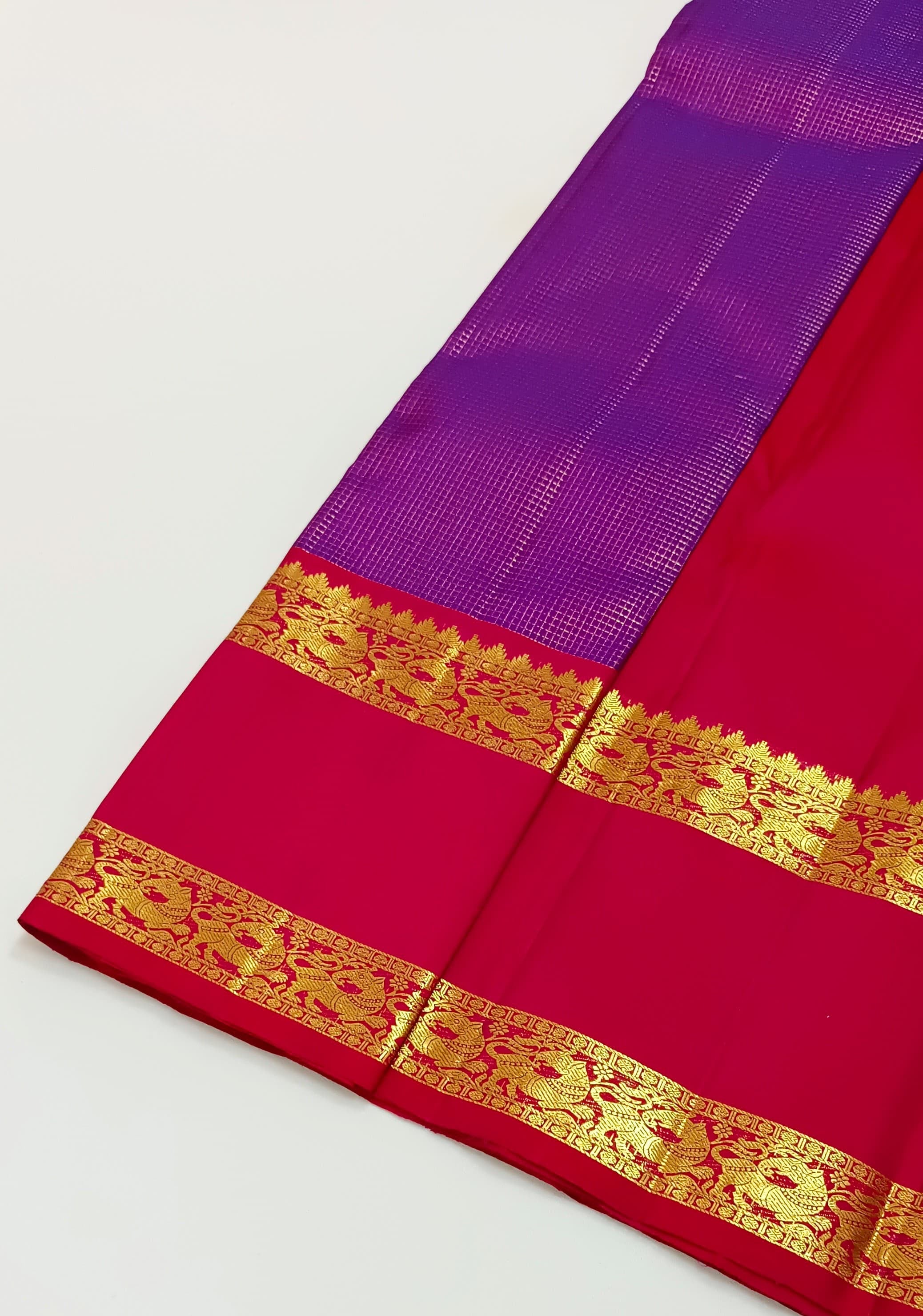 Classic Magenta & Rani Pink 2gm Zari Vaira Oosi Elegance Kanchipuram Handloom Silk Saree SS25335