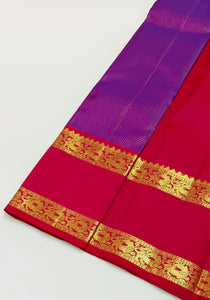 Classic Magenta & Rani Pink 2gm Zari Vaira Oosi Elegance Kanchipuram Handloom Silk Saree SS25335