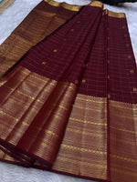 Load image into Gallery viewer, Classic Burgundy Elegance Kanchipuram Handloom Silk Saree SS24524
