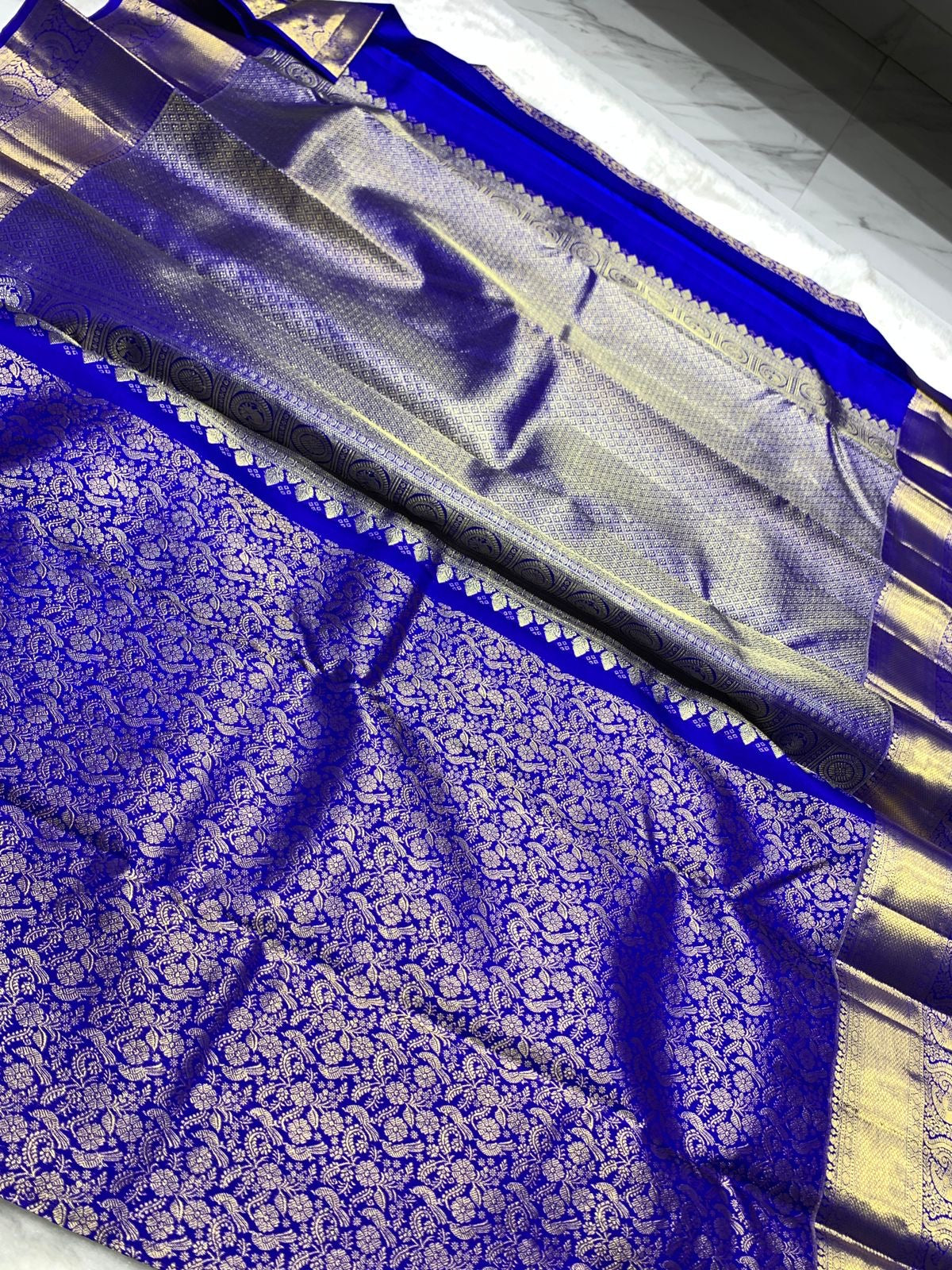 Classic Royal Blue 2gm Zari Bridal Elegance Kanchipuram Handloom Silk Saree SS25981