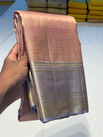 Load image into Gallery viewer, Classic Nude Cocoa &amp; Pastel Lavender Elegance Kanchipuram Handloom Silk Saree SS24826
