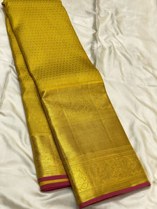 Classic Gold & Vadamalli Brocade 2gm Zari Bridal Elegance Kanchipuram Handloom Silk Saree SS24381