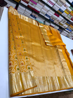Load image into Gallery viewer, Classic Mango Gold Brocade Meenakari Bridal Elegance Kanchipuram Handloom Silk Saree SS27062
