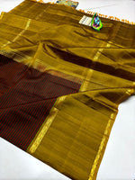 Load image into Gallery viewer, Classic Coffee Brown &amp; Mustard Gold Elegance Kanchipuram Handloom Silk Saree SS23746
