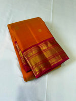 Load image into Gallery viewer, Classic Deep Orange &amp; Deep Pink 2gm Zari Elegance Kanchipuram Handloom Silk Saree SS27992
