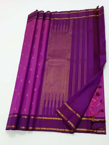 Classic Lavender & Purple 2gm Zari Rettai Kanchipuram Handloom Silk Saree SS26517