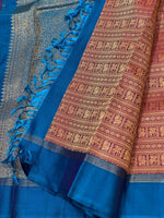 Load image into Gallery viewer, Classic Dark Plum &amp; Azure Blue 2gm Zari Elegance Kanchipuram Handloom Silk Saree SS24689
