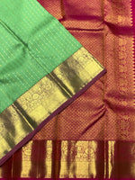 Load image into Gallery viewer, Classic Light Green &amp; Deep Pink 2gm Zari Bridal Elegance Kanchipuram Handloom Silk Saree SS25568
