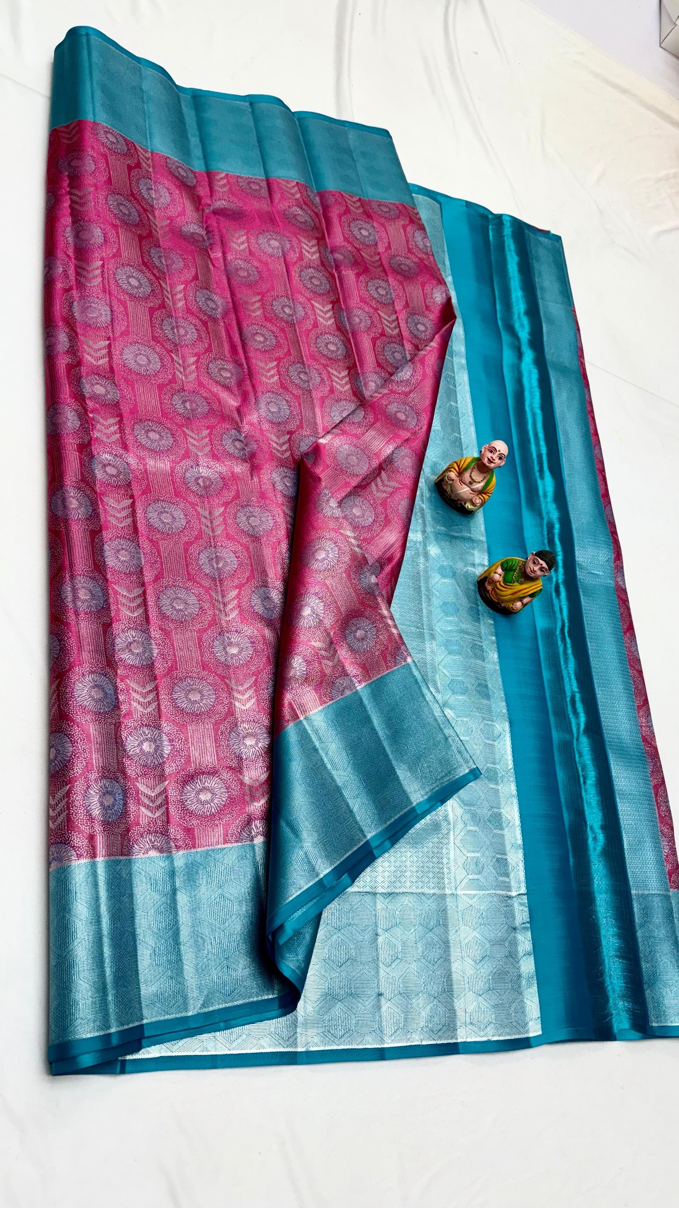 Classic Wine & Sky Blue Elegance Kanchipuram Handloom Silk Saree SS24487