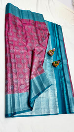 Load image into Gallery viewer, Classic Wine &amp; Sky Blue Elegance Kanchipuram Handloom Silk Saree SS24487
