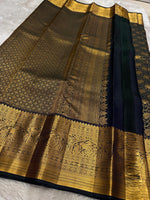 Load image into Gallery viewer, Classic Charcoal Black 2gm Zari Bridal Elegance Kanchipuram Handloom Silk Saree SS24783
