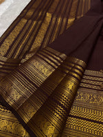 Load image into Gallery viewer, Classic Espresso Bridal Elegance Kanchipuram Handloom Silk Saree SS26960
