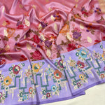 Load image into Gallery viewer, Classic Grapefruit Rose &amp; Lavender Banarasi Katan Elegance Handloom Silk Saree SS28586

