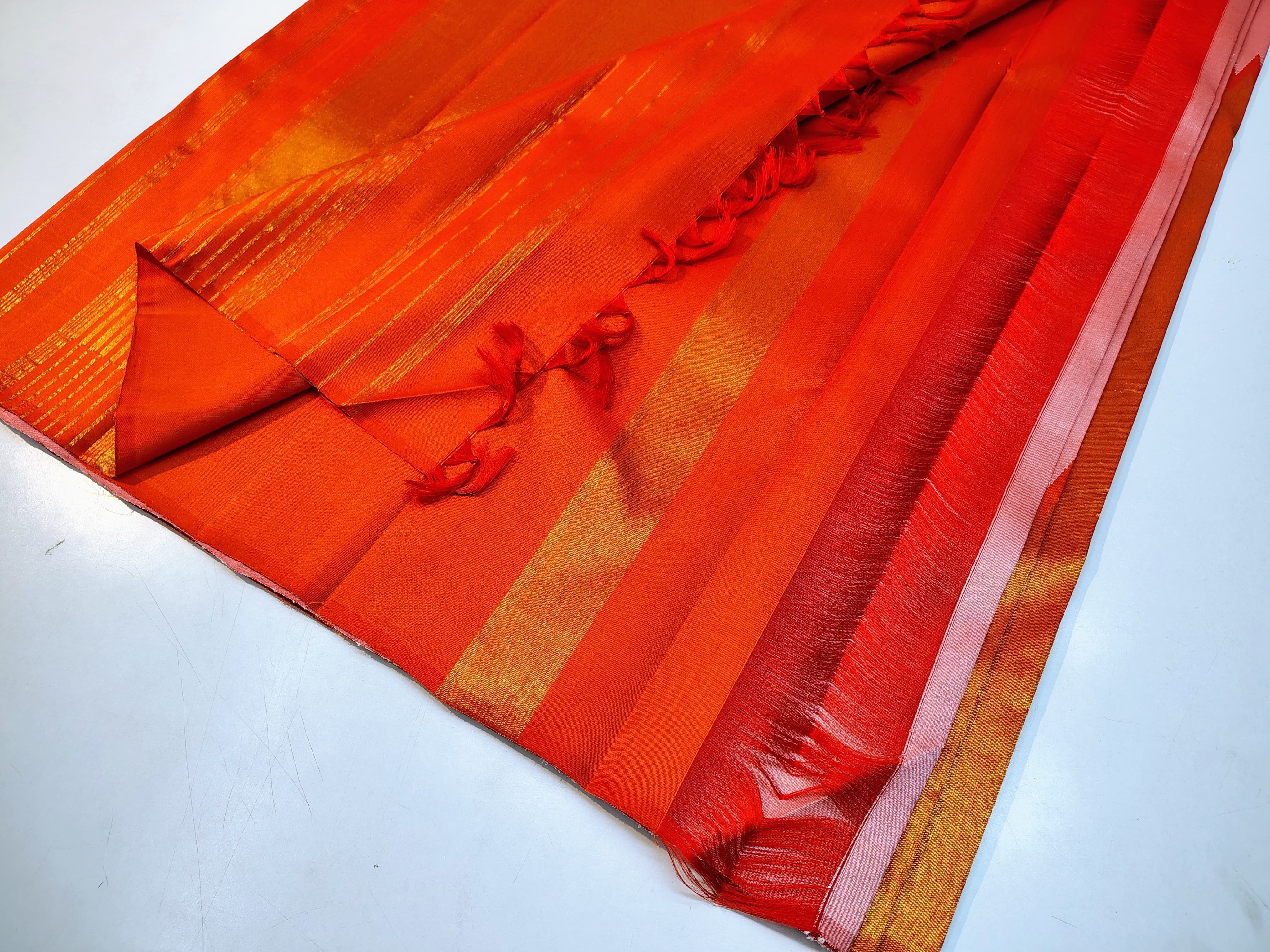 Classic Light Rose & Scarlet Red Rising Border Kanchipuram Handloom Silk Saree SS25728