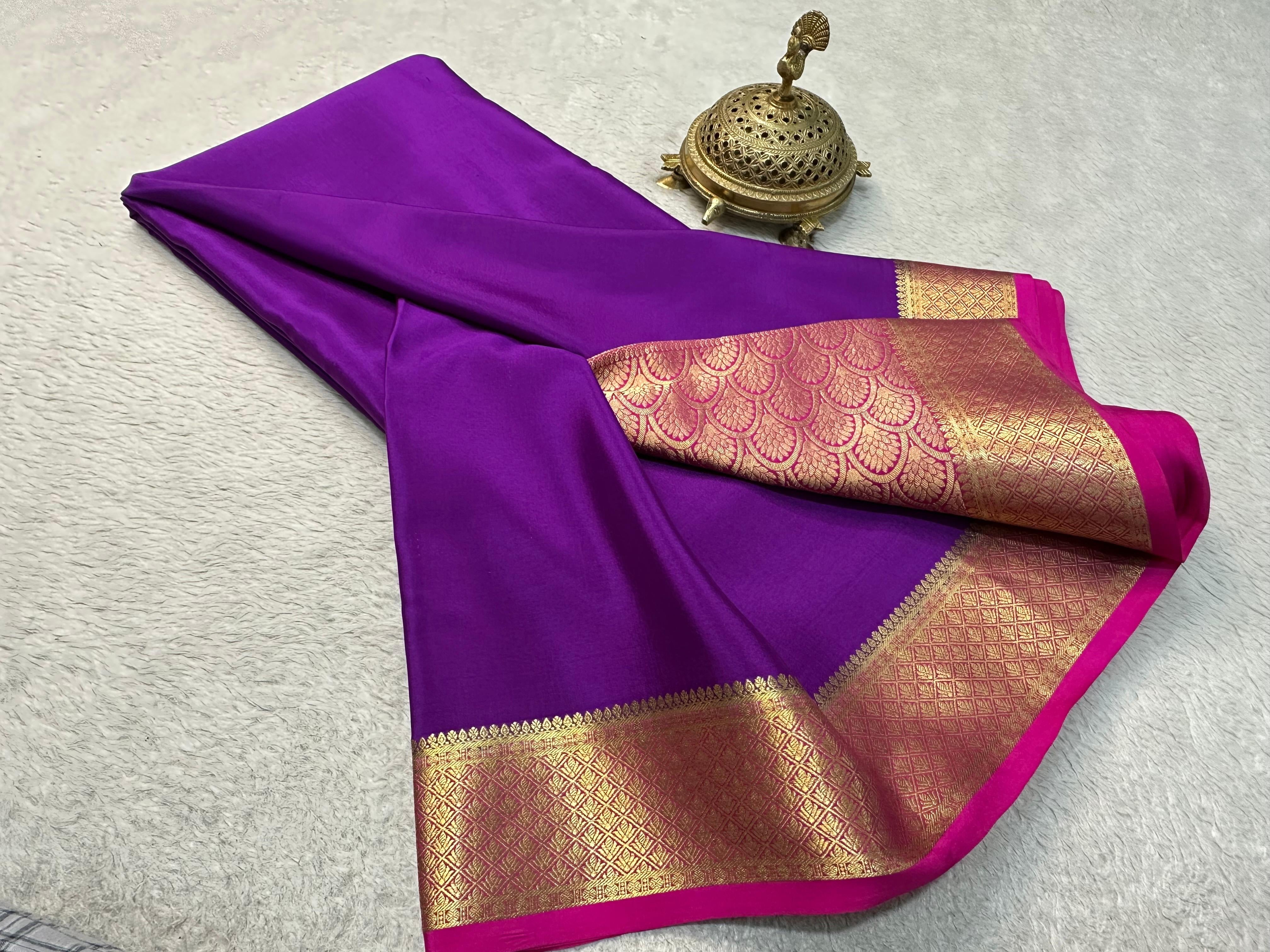 Classic Vadamalli Purple & Ruby Pink Elegance Mysore Silk Saree SS24645