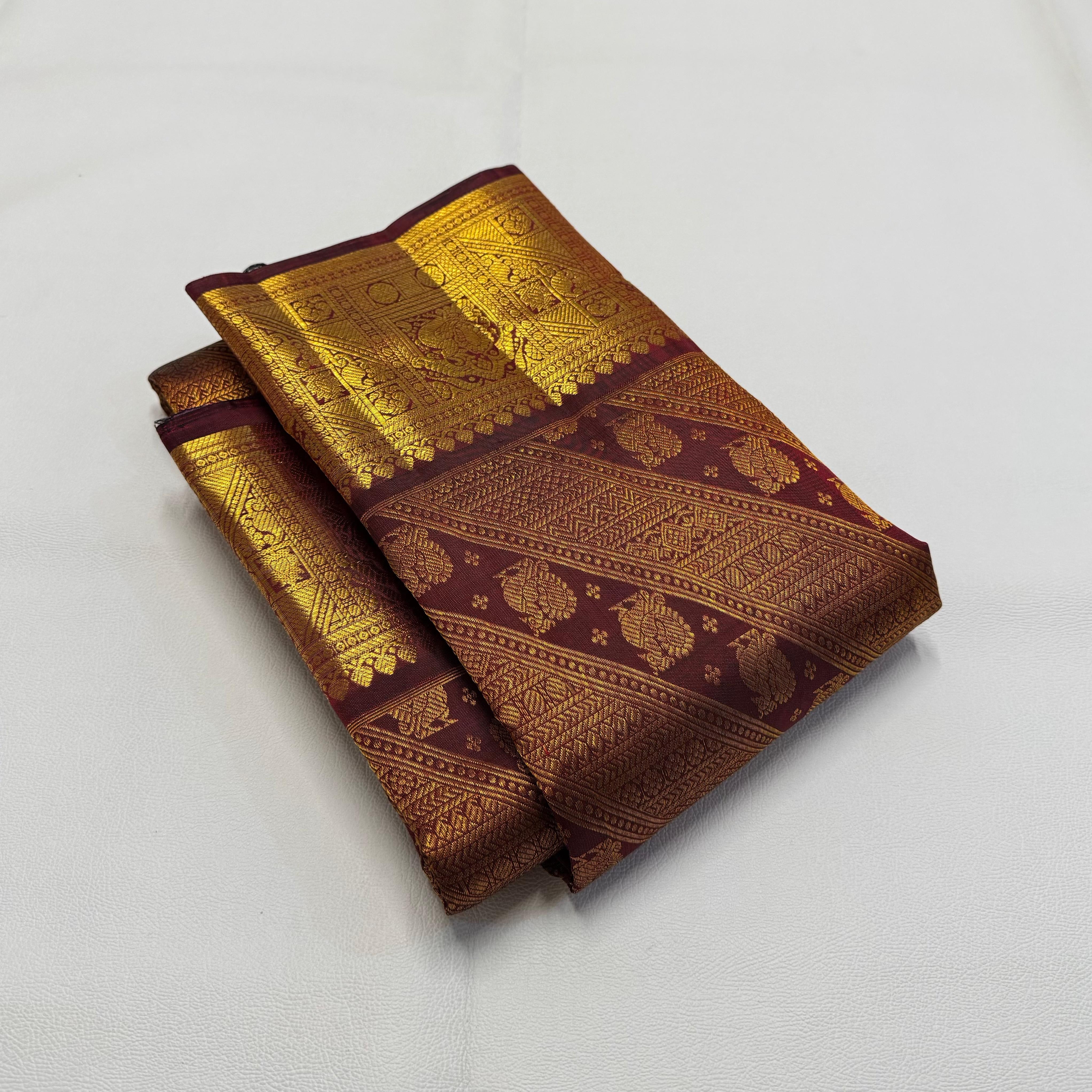 Classic Maroon 1 gm Zari Elegance Kanchipuram Handloom Silk Saree SS23785