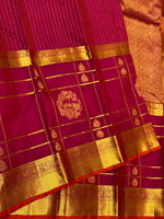 Load image into Gallery viewer, Classic Ruby Pink &amp; Orange 2gm Zari Long Border Elegance Kanchipuram Handloom Silk Saree SS25378
