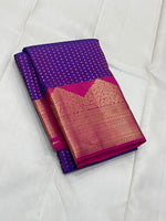 Load image into Gallery viewer, Classic Violet &amp; Deep Pink Elegance Kanchipuram Handloom Silk Saree SS24715
